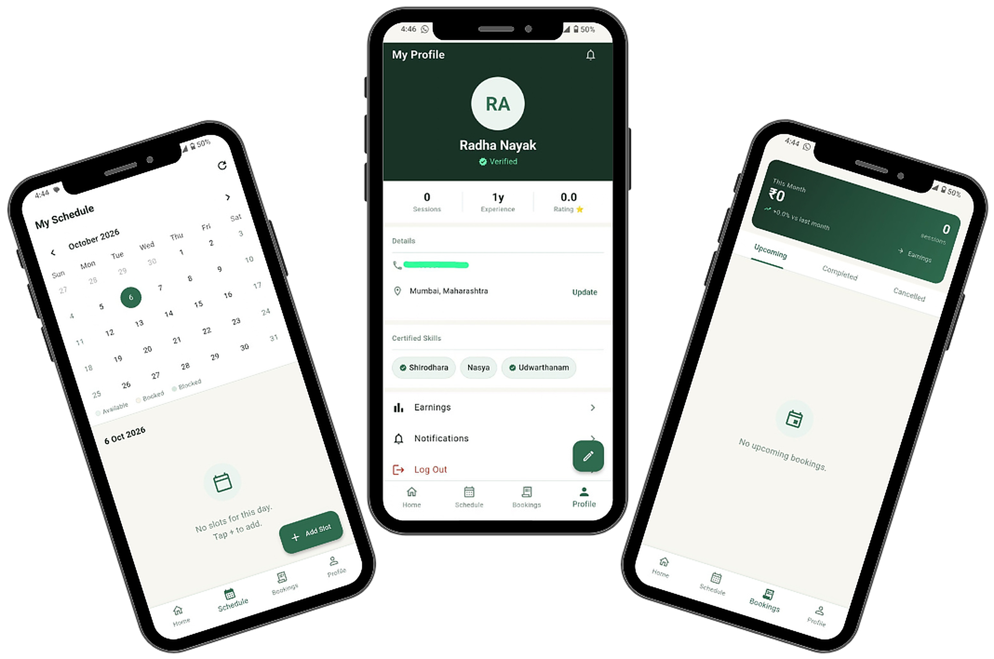 AyurGrid Therapist App interface preview